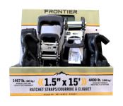 STRAP RATCHET 1.5" X 15' S-HOOK BLACK 4.4K (2 PK) - 285-8008