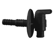PETCOCK DRAIN VALVE DUAL BARBED 3/8" - 1/2" W/ FLANGE BLACK - 432-2415