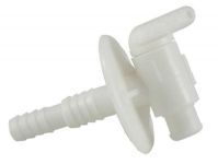PETCOCK DRAIN VALVE DUAL BARBED 3/8" - 1/2" W/ FLANGE WHITE - 432-3020