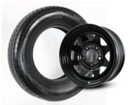 TIRE ST205/75R15 LRC ON 5on4.5 BLACK SPOKE RAINIER - 868-1015