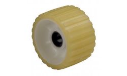 RIBBED ROLLER- YELLOW TPR 1-1/8" SHAFT
